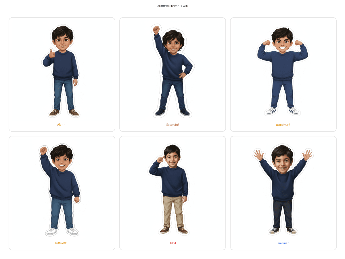 Kişiselleştirilmiş sticker paketi örneği