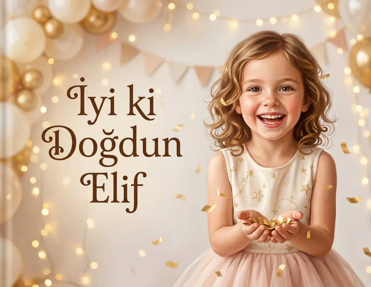 Doğum günü anı kitabının kapağı: çocuğun illüstrasyonu ve İyi ki Doğdun yazısı