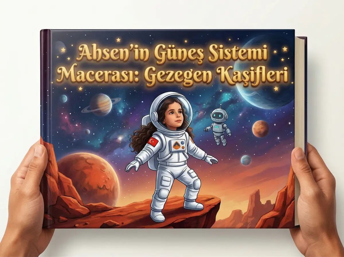Ahsen adına kişiselleştirilmiş uzay macerası temalı çocuk kitabı - yapay zeka ile oluşturulmuş gezegen kaşifleri hikayesi